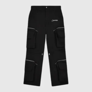 CONVERTIBLE UTILITY MULTI POCKET CARGO PANTS BLACK